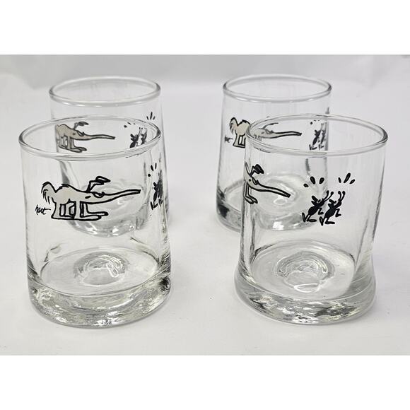 4 Vintage 70's BC Comic Johnny Hart Anteater Pinched Rocks Glasses 8 oz 3.5"T - Picture 2 of 14